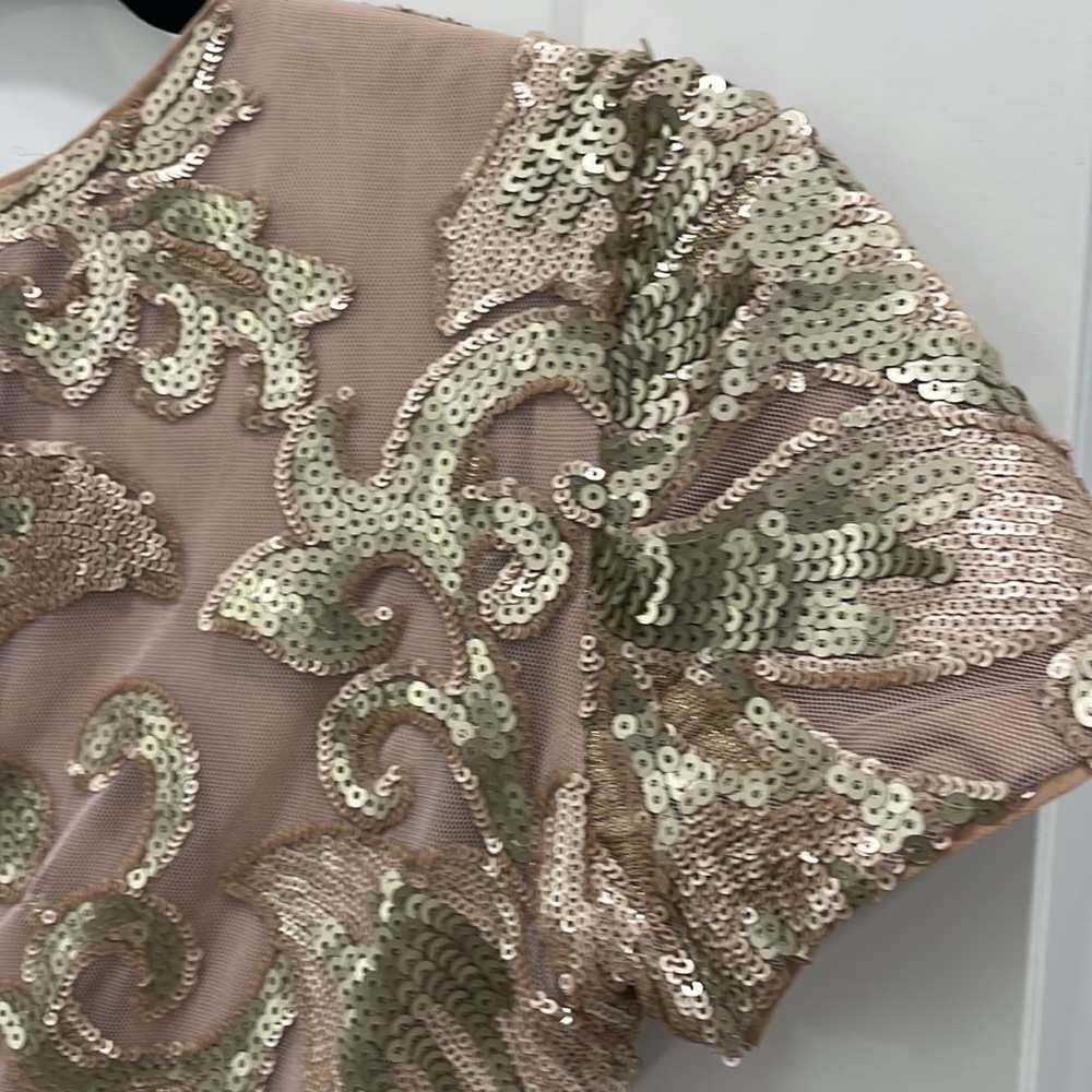 Dress The Population Mini Sequence Dress. Gold, pale pink XS, new with tags - Picture 8 of 9